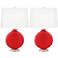 Color Plus Carrie 26 1/2" Bright Red Table Lamps Set of 2