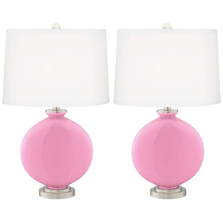 Image 2 Color Plus Carrie 26 1/2" Candy Pink Glass Table Lamps Set of 2