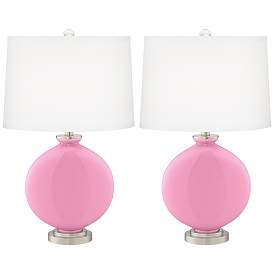 Image2 of Color Plus Carrie 26 1/2" Candy Pink Glass Table Lamps Set of 2
