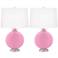 Color Plus Carrie 26 1/2" Candy Pink Glass Table Lamps Set of 2