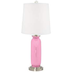 Image4 of Color Plus Carrie 26 1/2" Candy Pink Glass Table Lamps Set of 2 more views
