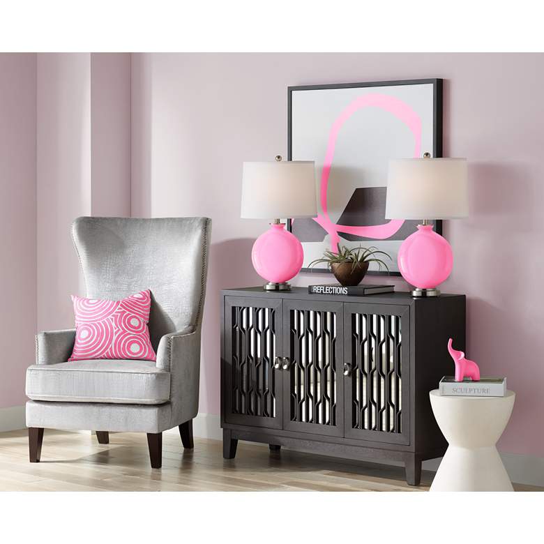 Image 5 Color Plus Carrie 26 1/2" Candy Pink Glass Table Lamps Set of 2 more views