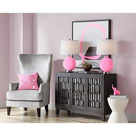 Image5 of Color Plus Carrie 26 1/2" Candy Pink Glass Table Lamps Set of 2 more views