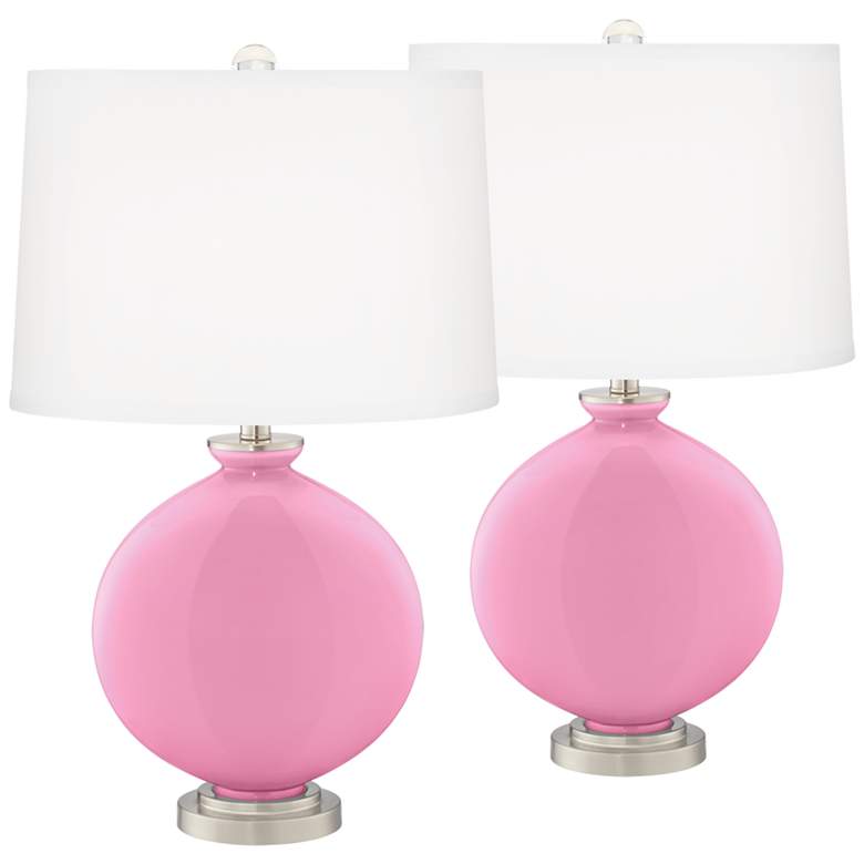 Image 2 Color Plus Carrie 26 1/2" Candy Pink Lamps Set of 2 with USB Dimmers