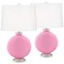 Color Plus Carrie 26 1/2" Candy Pink Lamps Set of 2 with USB Dimmers