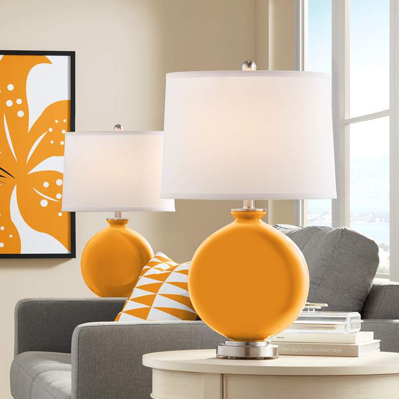 Image 1 Color Plus Carrie 26 1/2" Carnival Orange Table Lamps Set of 2