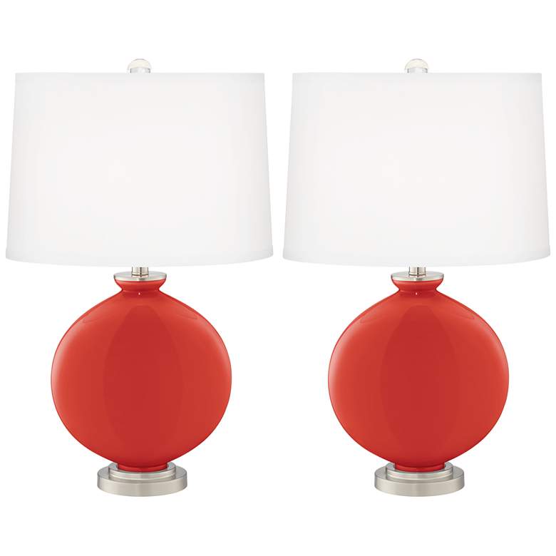 Image 2 Color Plus Carrie 26 1/2" Cherry Tomato Red Table Lamps Set of 2