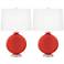 Color Plus Carrie 26 1/2" Cherry Tomato Red Table Lamps Set of 2