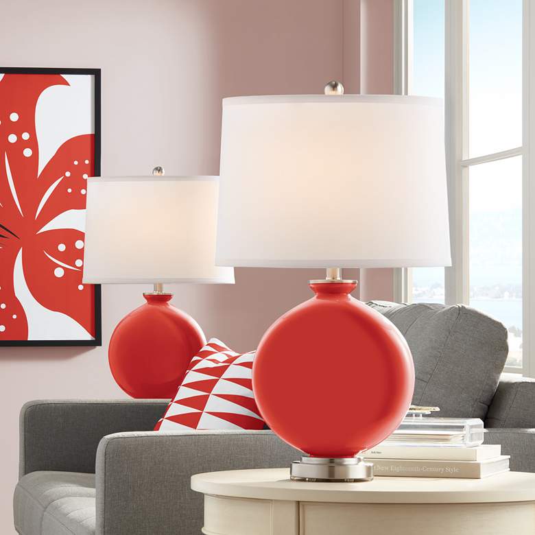Image 1 Color Plus Carrie 26 1/2" Cherry Tomato Red Table Lamps Set of 2