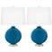 Color Plus Carrie 26 1/2" Coastal Mykonos Blue Table Lamp Set of 2