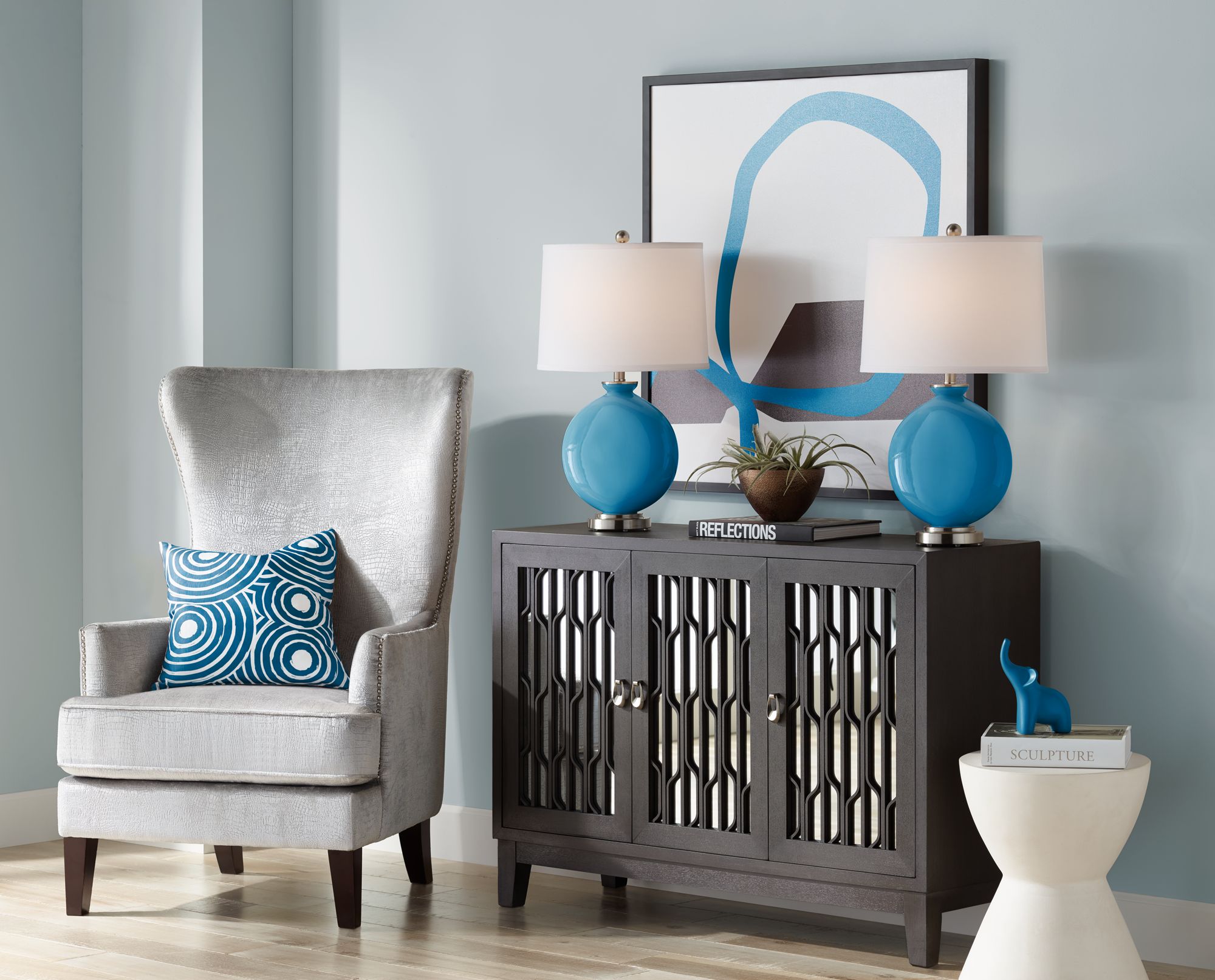 Image 5 Color Plus Carrie 26 1/2" Coastal Mykonos Blue Table Lamp Set of 2 more views