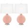 Color Plus Carrie 26 1/2" Coral Pink Table Lamps Set of 2