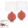 Color Plus Carrie 26 1/2" Coral Reef Pink Lamps Set with USB Dimmers