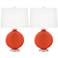 Color Plus Carrie 26 1/2" Daredevil Orange Table Lamps Set of 2