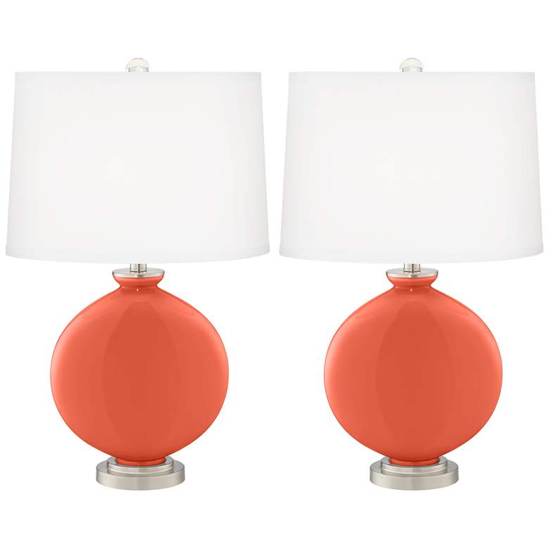 Image 2 Color Plus Carrie 26 1/2" Daring Orange Table Lamps Set of 2