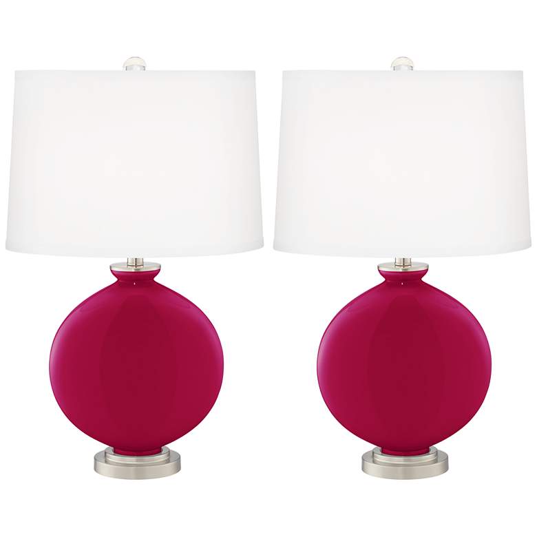 Image 2 Color Plus Carrie 26 1/2" French Burgundy Red Table Lamps Set of 2