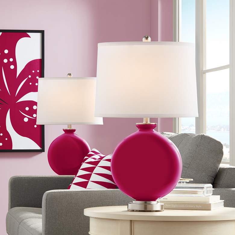 Image 1 Color Plus Carrie 26 1/2" French Burgundy Red Table Lamps Set of 2