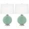 Color Plus Carrie 26 1/2" Grayed Jade Green Table Lamps Set of 2