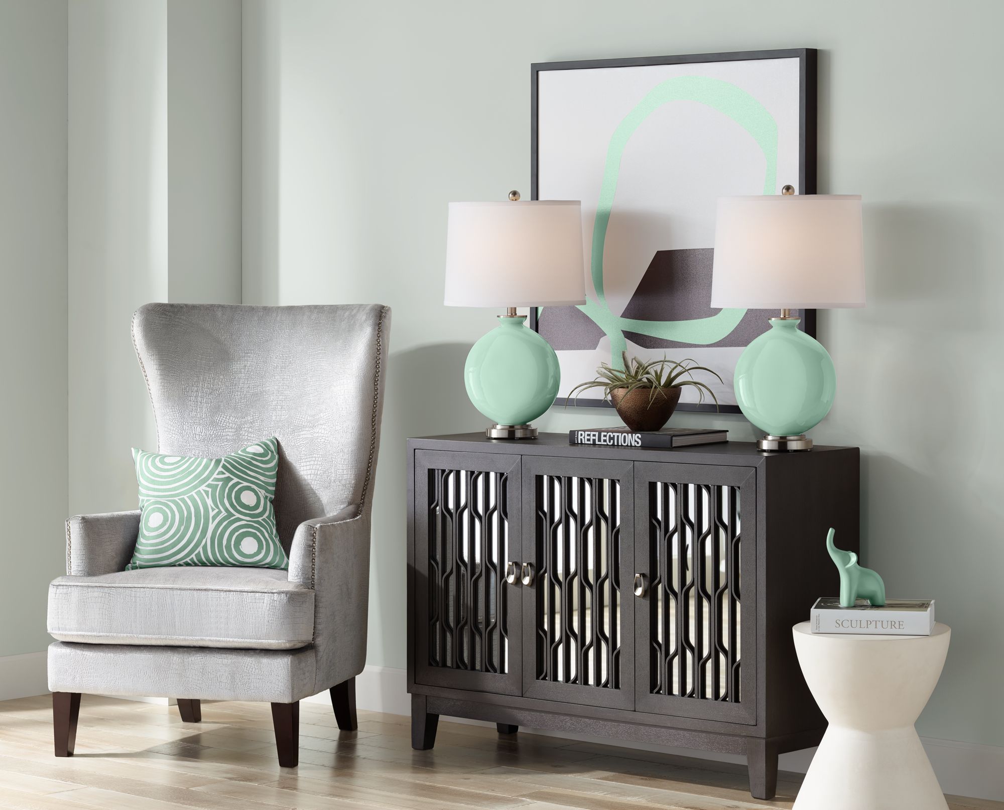 Image 5 Color Plus Carrie 26 1/2" Grayed Jade Green Table Lamps Set of 2 more views