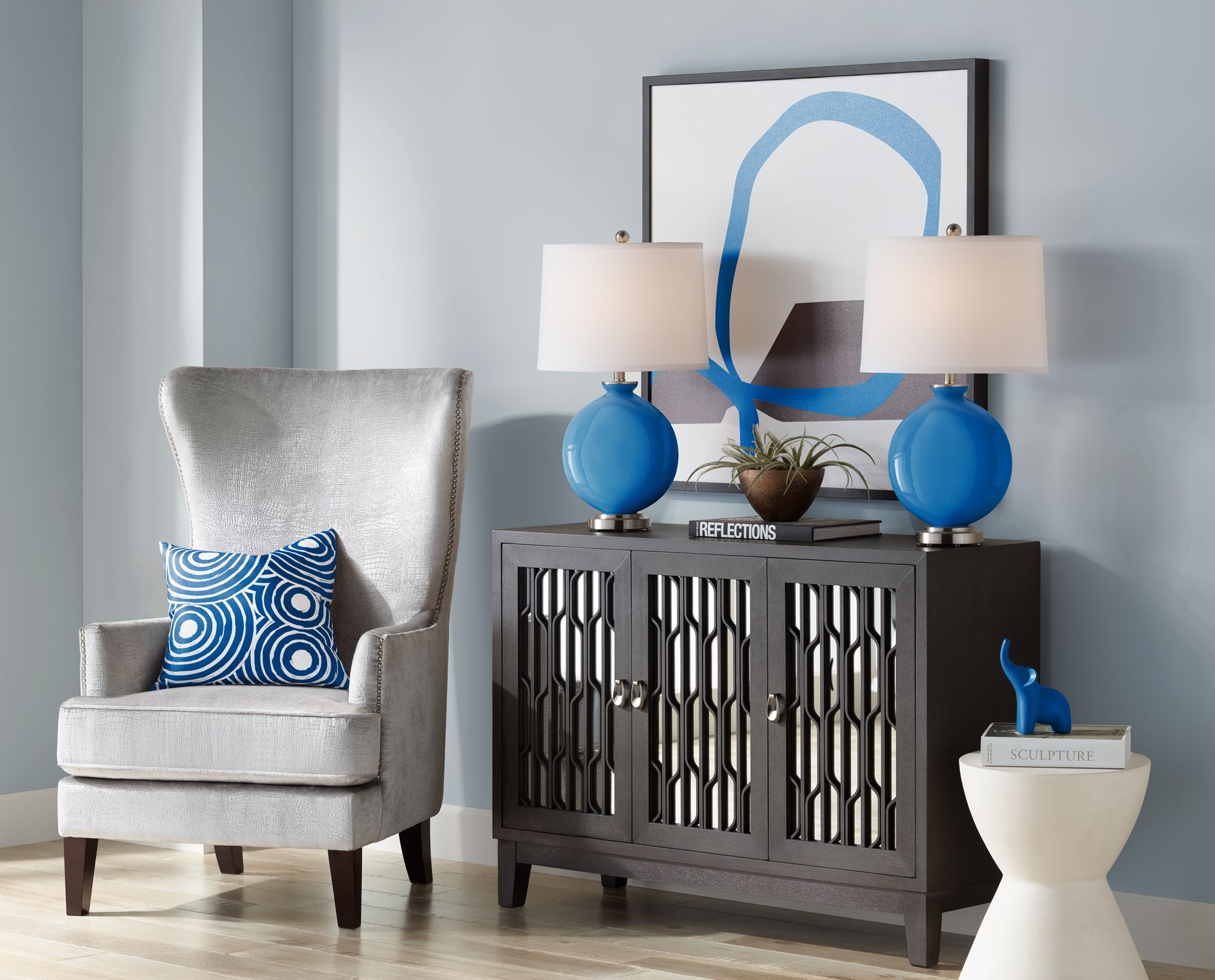 Image 5 Color Plus Carrie 26 1/2" Hyper Blue Table Lamps Set of 2 more views