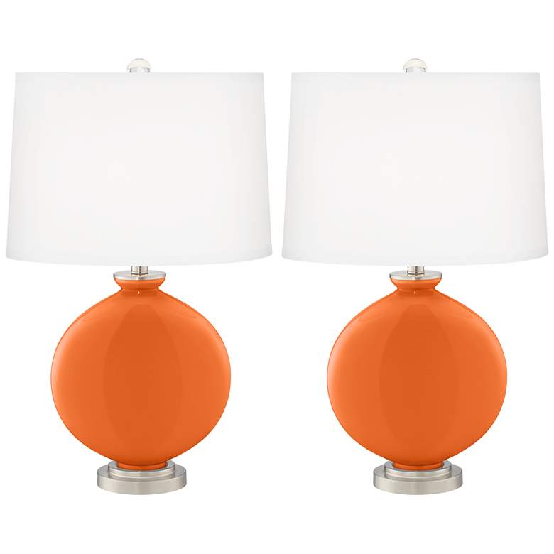 Image 2 Color Plus Carrie 26 1/2 inch Invigorate Orange Table Lamps Set of 2