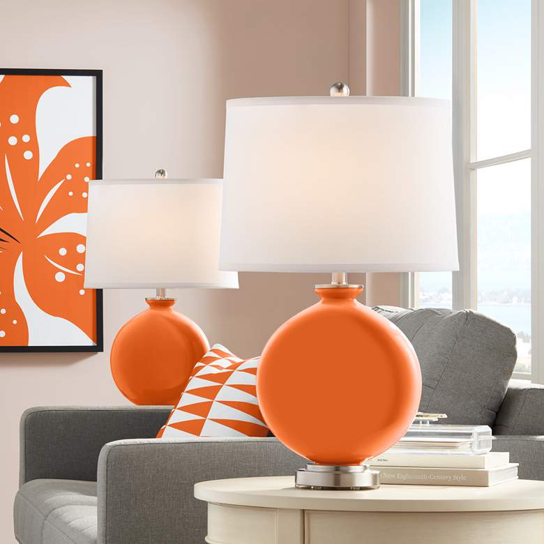 Image 1 Color Plus Carrie 26 1/2" Invigorate Orange Table Lamps Set of 2