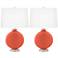 Color Plus Carrie 26 1/2" Koi Orange Table Lamp Set of 2