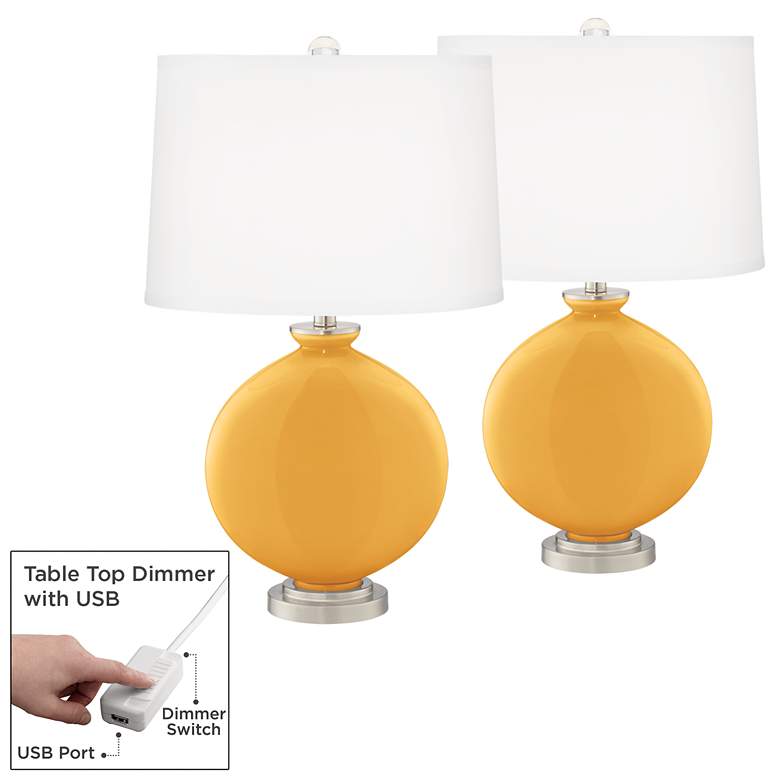 Image 1 Color Plus Carrie 26 1/2" Marigold Lamps Set of 2 with USB Dimmers