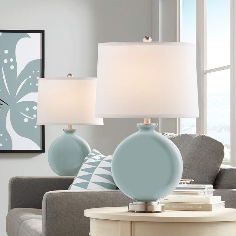 Image 1 Color Plus Carrie 26 1/2" Modern Aqua-Sphere Blue Table Lamps Set of 2