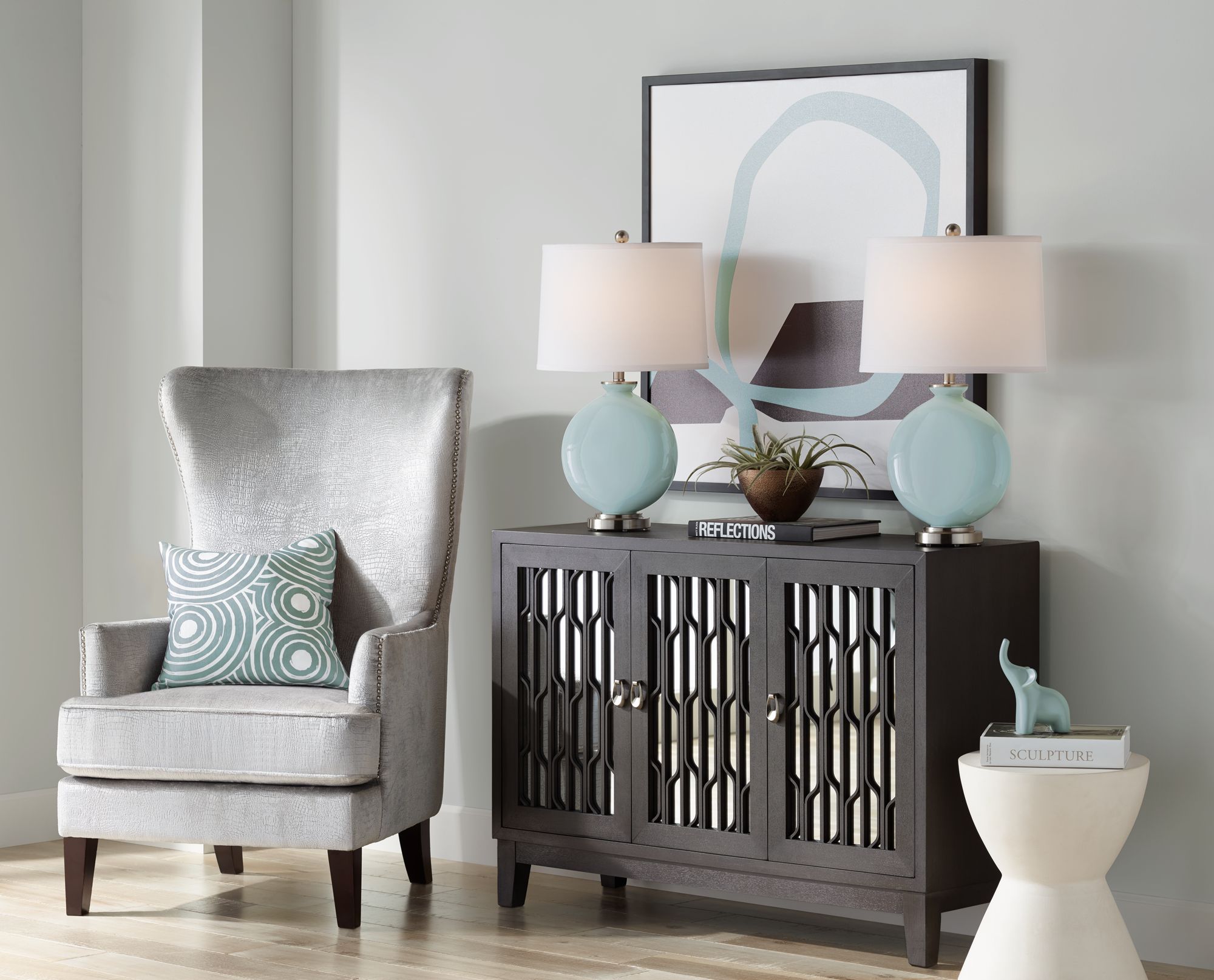 Image 5 Color Plus Carrie 26 1/2" Modern Aqua-Sphere Blue Table Lamps Set of 2 more views