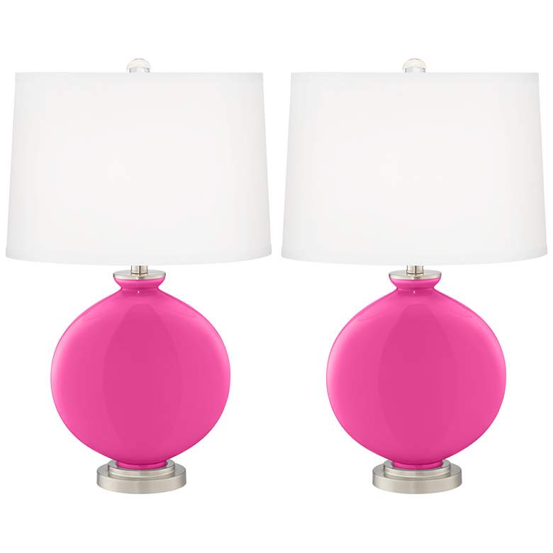 Image 2 Color Plus Carrie 26 1/2" Modern Fuchsia Pink Table Lamps Set of 2