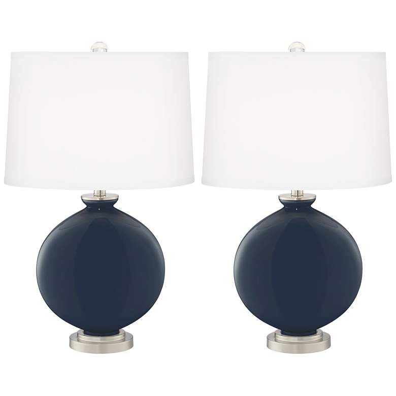 Image 2 Color Plus Carrie 26 1/2 inch Modern Glass Naval Blue Table Lamps Set of 2