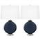 Color Plus Carrie 26 1/2" Modern Glass Naval Blue Table Lamps Set of 2