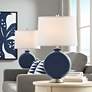 Color Plus Carrie 26 1/2" Modern Glass Naval Blue Table Lamps Set of 2