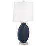 Color Plus Carrie 26 1/2" Modern Glass Naval Blue Table Lamps Set of 2