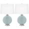 Color Plus Carrie 26 1/2" Modern Glass Rain Blue Table Lamps Set of 2