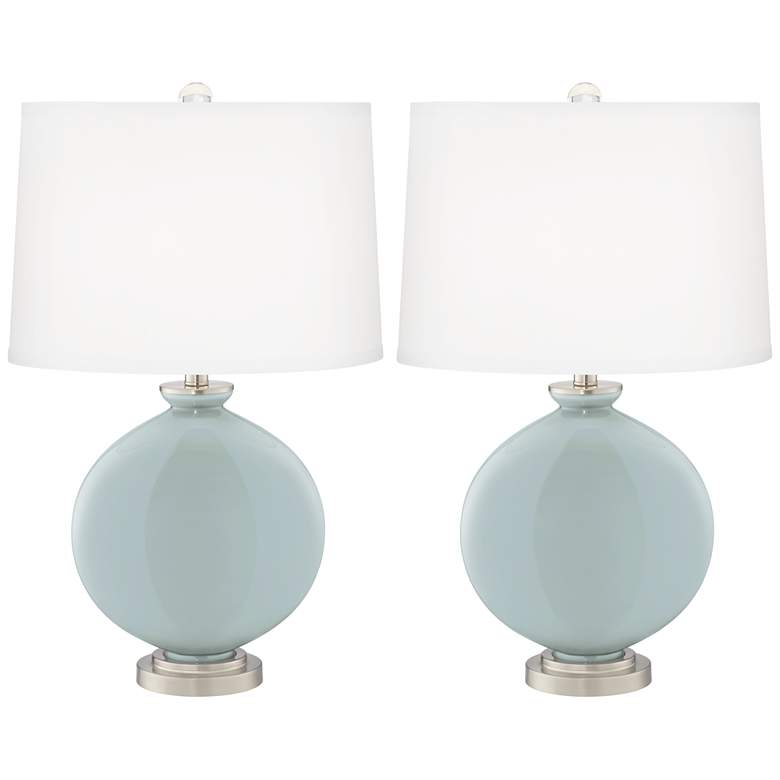 Image 2 Color Plus Carrie 26 1/2" Modern Glass Rain Blue Table Lamps Set of 2