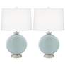 Color Plus Carrie 26 1/2" Modern Glass Rain Blue Table Lamps Set of 2