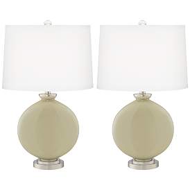 Image2 of Color Plus Carrie 26 1/2" Modern Glass Sage Green Table Lamps Set of 2