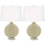 Color Plus Carrie 26 1/2" Modern Glass Sage Green Table Lamps Set of 2