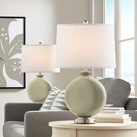 Image1 of Color Plus Carrie 26 1/2" Modern Glass Sage Green Table Lamps Set of 2