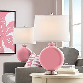 Image1 of Color Plus Carrie 26 1/2" Modern Haute Pink Table Lamps Set of 2