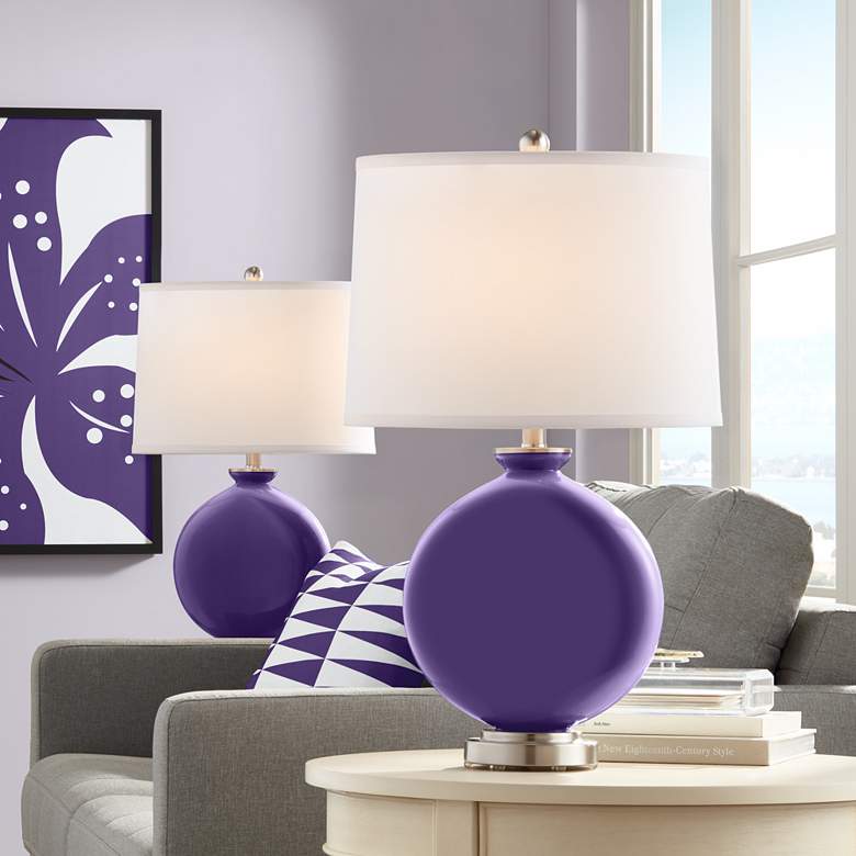 Image 1 Color Plus Carrie 26 1/2" Modern Izmir Purple Table Lamps Set of 2
