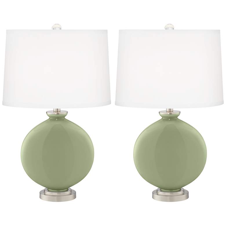 Image 2 Color Plus Carrie 26 1/2" Modern Majolica Green Table Lamps Set of 2