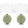 Color Plus Carrie 26 1/2" Modern Majolica Green Table Lamps Set of 2