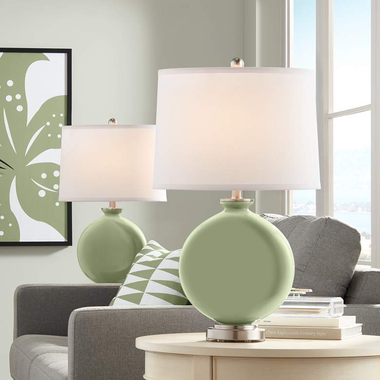 Image 1 Color Plus Carrie 26 1/2" Modern Majolica Green Table Lamps Set of 2