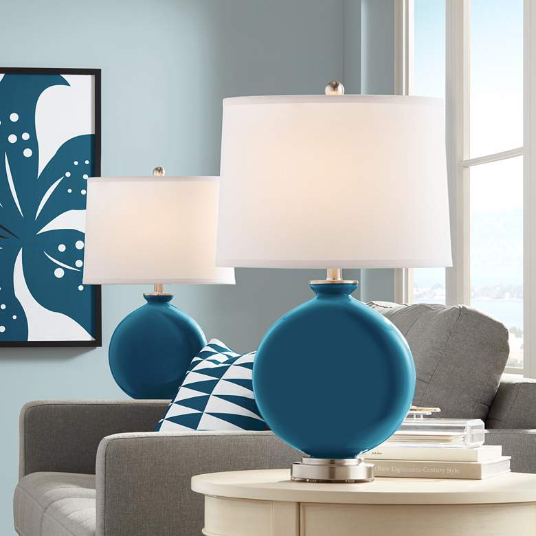 Image 1 Color Plus Carrie 26 1/2" Modern Oceanside Blue Table Lamps Set of 2