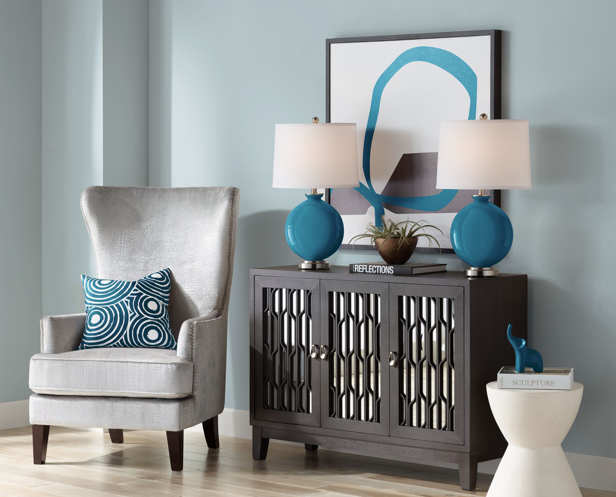 Image 5 Color Plus Carrie 26 1/2" Modern Oceanside Blue Table Lamps Set of 2 more views