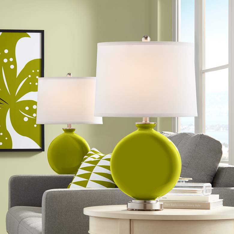 Image 1 Color Plus Carrie 26 1/2" Modern Olive Green Table Lamps Set of 2