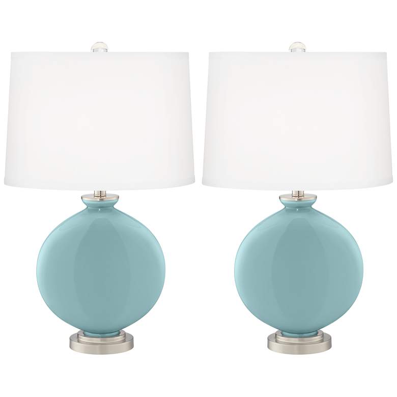 Image 2 Color Plus Carrie 26 1/2" Modern Raindrop Blue Table Lamps Set of 2